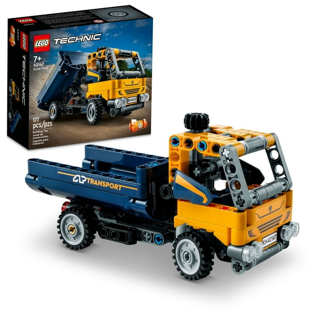 LEGO Technic Dump Truck 2in1 Toy Building Set, Model Construction Vehicle and Excavator Digger Kit, Engineering Building Toys for Back to School, Gift for Kids, Boys, Girls Ages 7+ Years Old, 42147 Lego