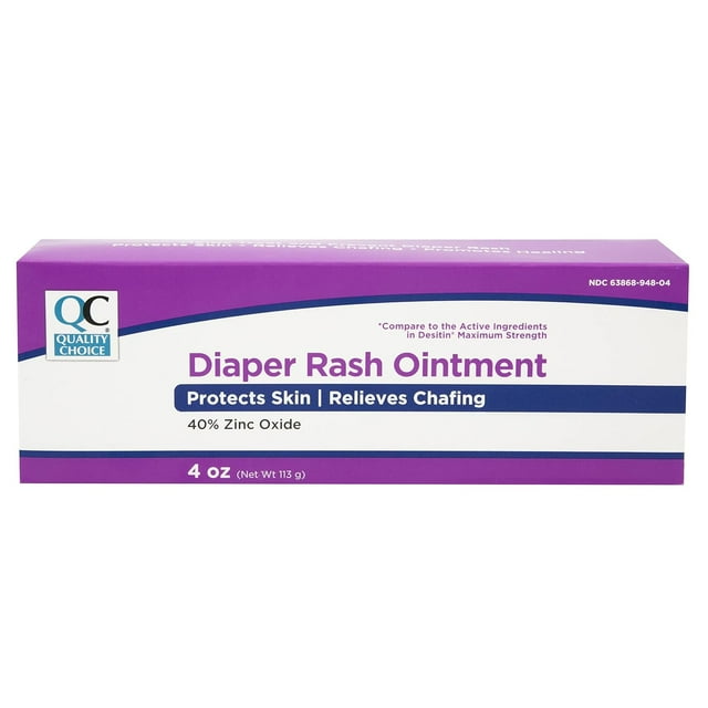 Quality Choice Diaper Rash Ointment, Skin Protection and Chafing Relief, Diaper Rash Treatment, 40% Zinc Oxide Promotes Healing, 4 Ounce Tube Quality Choice