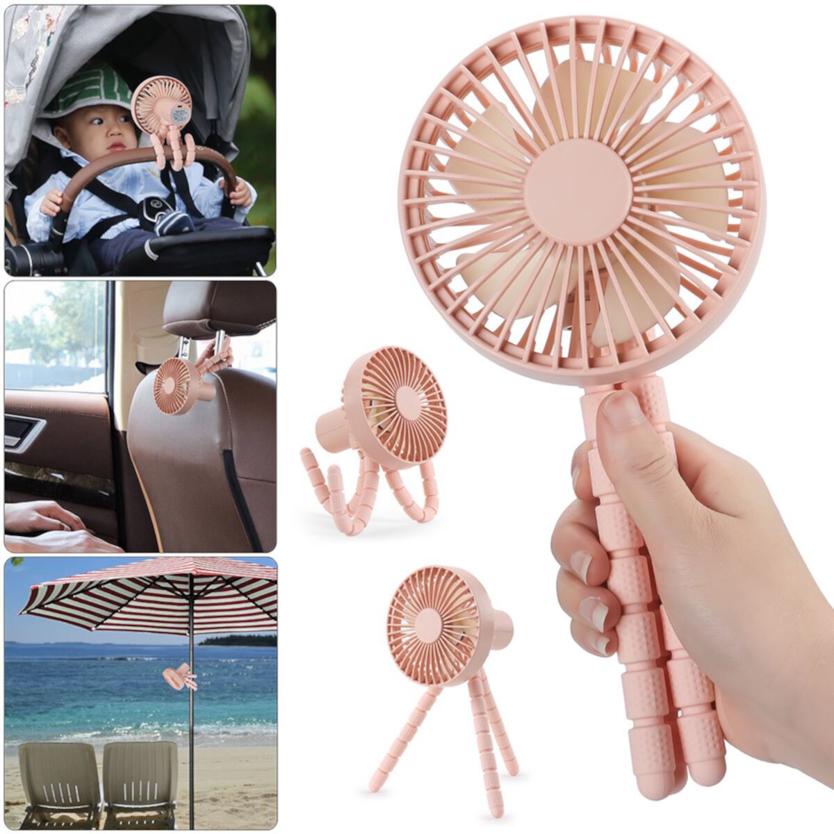 Gustave Portable Stroller Fan Battery Powered Fan Flexible Tripod Clip On Fan with 3 Speeds Handheld Personal Fan for Stroller, Car Seat, Treadmill Gustave