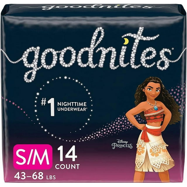 GoodNites Nighttime Underwear, Female, Pull-on with Tear Away Seams, Heavy Absorbency, Small/Medium (38 to 65 Pounds), 14 Count GoodNites