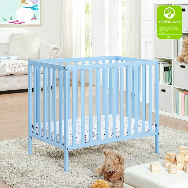 Glavbiku 3-in-1 Baby Convertible Mini Crib with Mattress Pad,Blue,34"H x 39.7"W Glavbiku