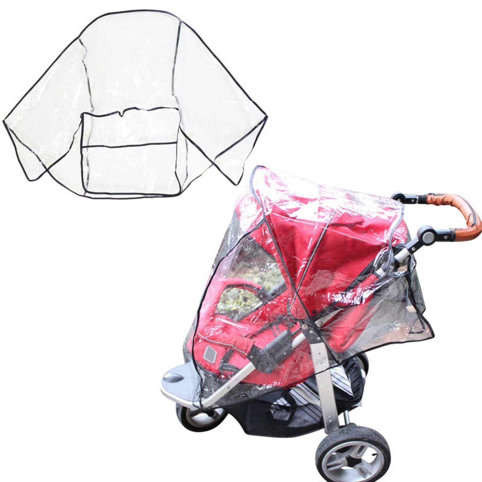 Deluxe Stroller Weather Shield, Baby Rain Cover, Universal Size, Waterproof, Water Resistant, Windproof, See Thru, Ventilation, Protection, Shade, Umbrella, Pram, Vinyl, Clear, Plastic Mancro