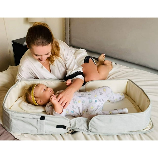 Bambini All-in-one Portable Bassinet Foldable Baby Bed, Travel Crib Infant and Diaper Bag Changing Station Bambini