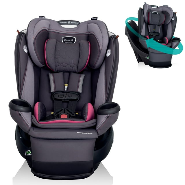 Revolve360 Extend All-in-One Rotational Car Seat with Quick Clean Cover (Rowe Pink) Visit the Evenflo Store