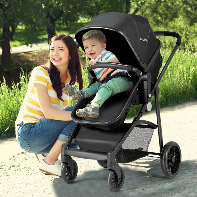 Infans 2 In 1 Foldable Baby Stroller Kids Travel Newborn Infant Buggy Pushchair Black INFANS