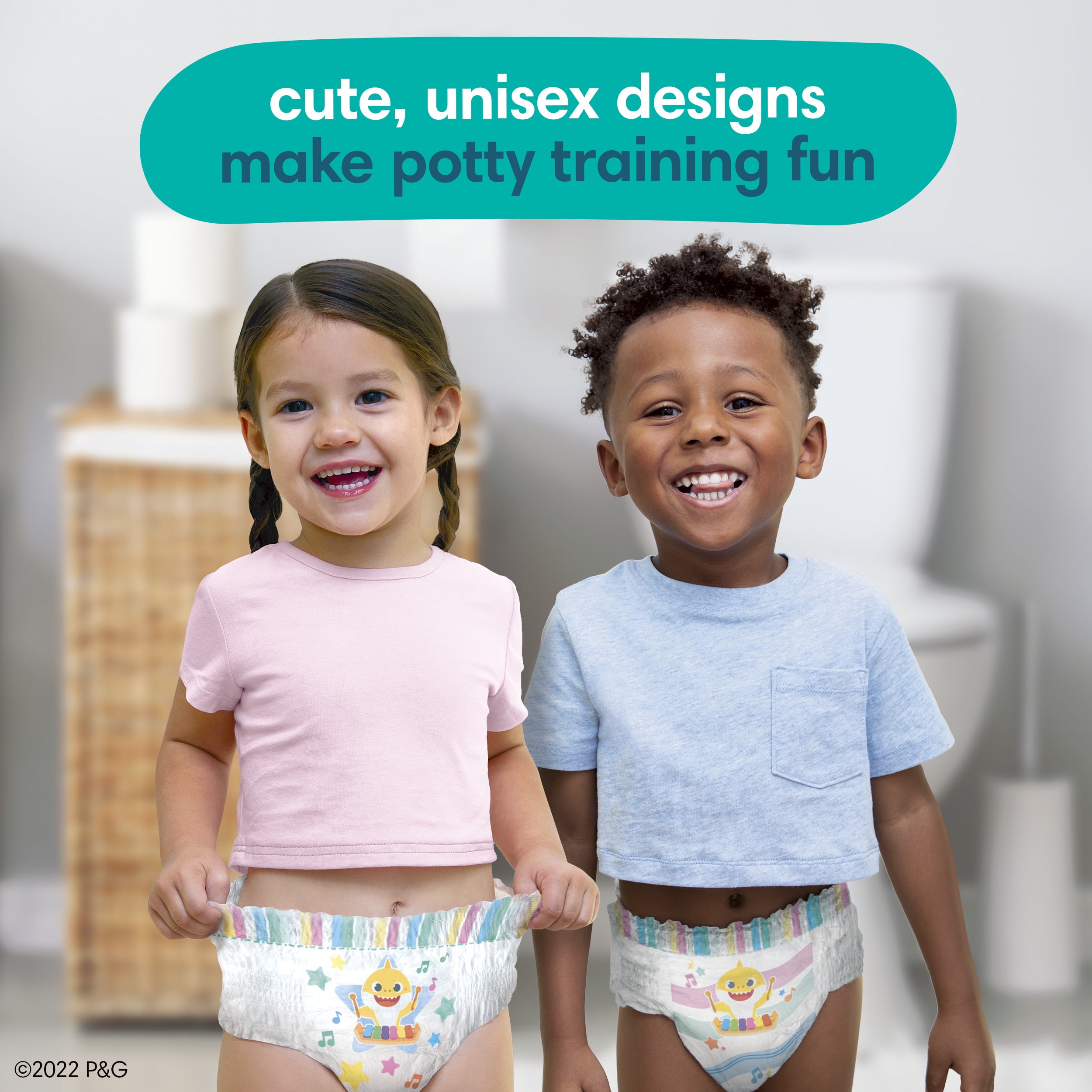 Pampers Pure Pants Baby Shark Unisex Toddler Training Pants 3T/4T, 58 Ct (Select for More Options) Pampers