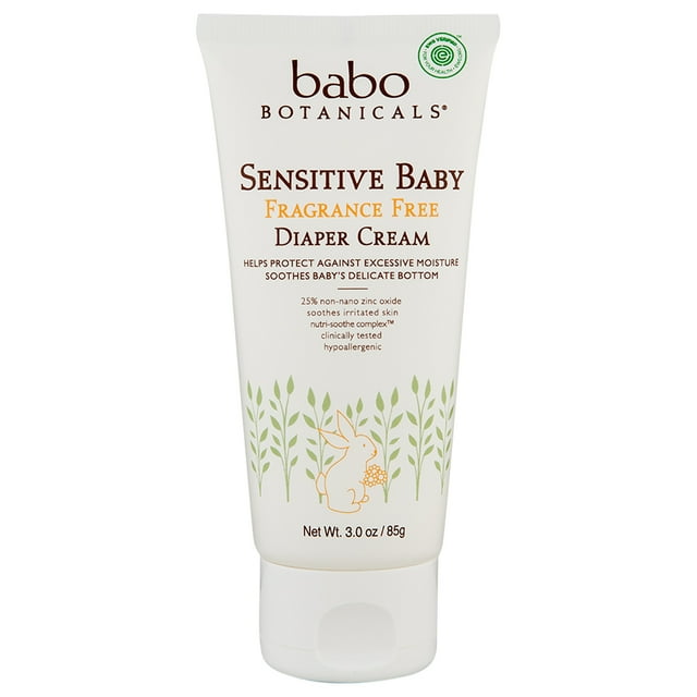 Babo Botanicals Sensitive Baby Zinc Diaper Cream Fragrance Free 3 oz Babo Botanicals