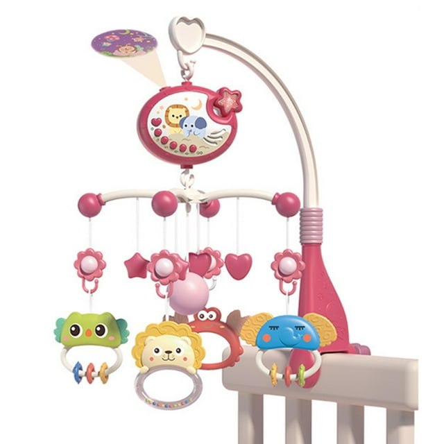 Cute Baby Crib Mobile with Music Lights Star Projection Hanging Rotating Toys Baby Crib Toys with Remote Contorl Infant Bed Decoration for Baby Boys Girls Kisdream