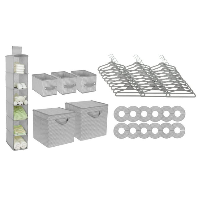 Delta Children Nursery Storage 48 Piece Set - Easy Organization Solution, Dove Grey Delta Children