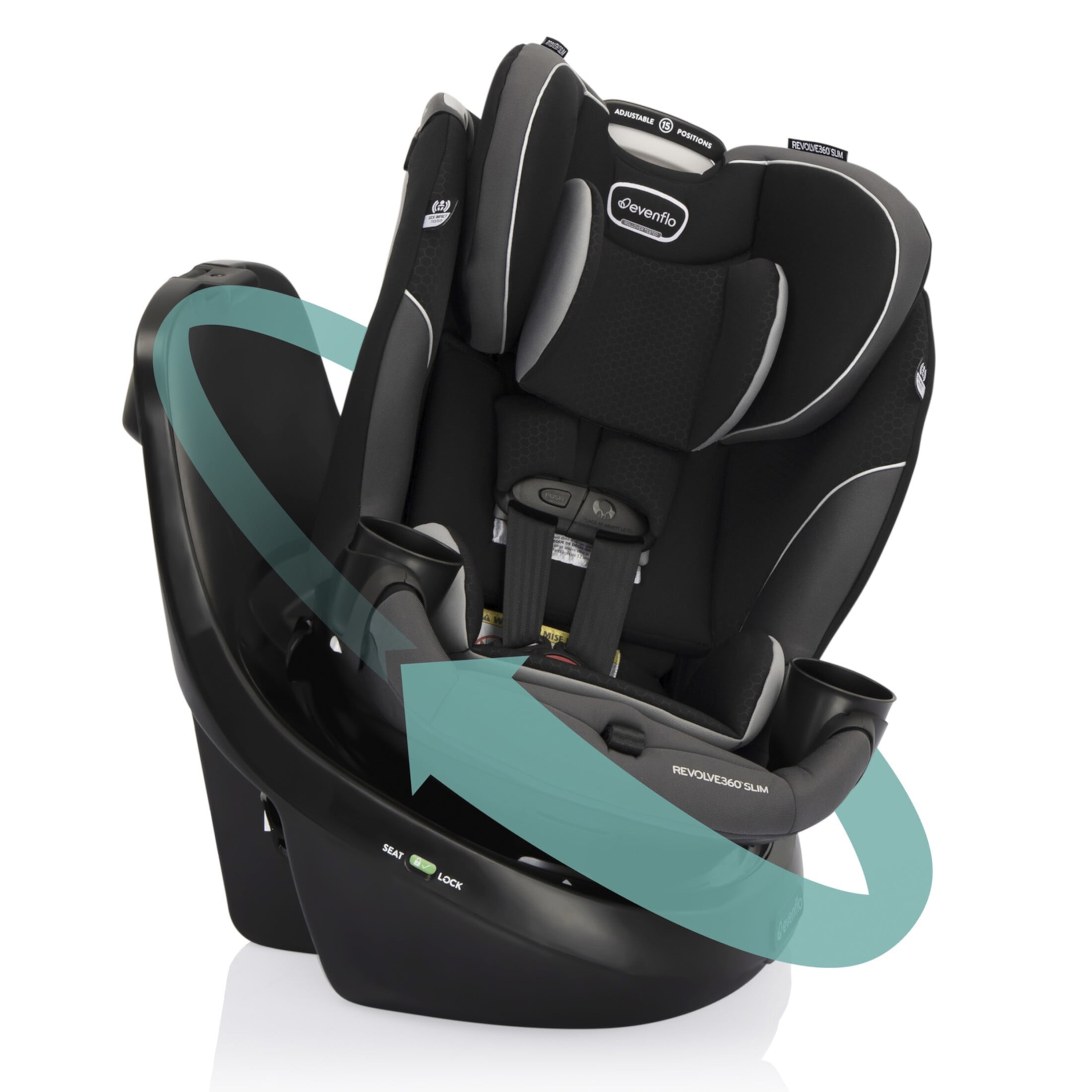 Evenflo Revolve360 Slim 2-in-1 Rotational Car Seat (Cambridge Black) Evenflo