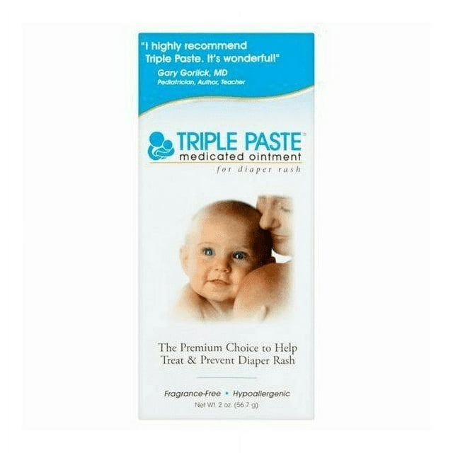 Triple Paste Medicated Baby Ointment Diaper Rash Fragrance Free, 2oz,2-Pack Triple Paste