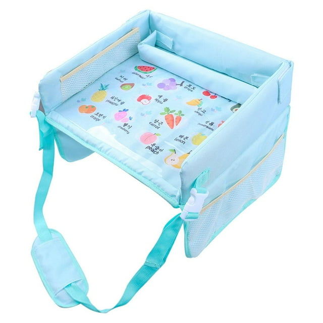 Multifunction Kids Car Seat Tray Foldable Car Seat Train Portable Traveling Play Pockets Carseat - colorful fruits Hellery