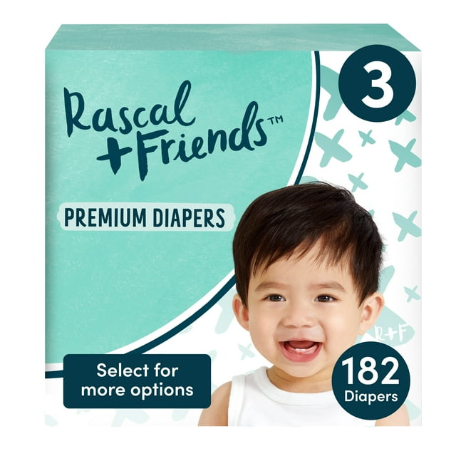 Rascals Premium Diapers Size 3, 182 Count (Select for More Options) Rascals