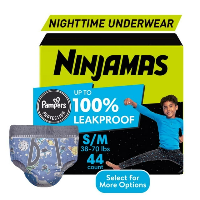 Pampers Ninjamas Nighttime Pants Boys Child Size S/m, 44 Count (Select for More Options) Pampers