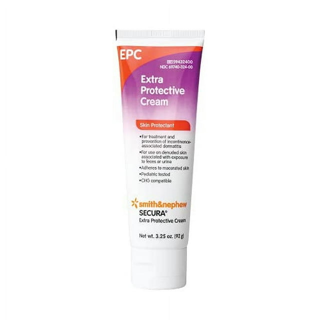 Smith+Nephew SECURA Extra Crema Protectora (EPC) Tubo, Crema para Pañales para Adultos, Protector de Piel para Incontinencia, 3.25 Onzas Blanco Smith & Nephew