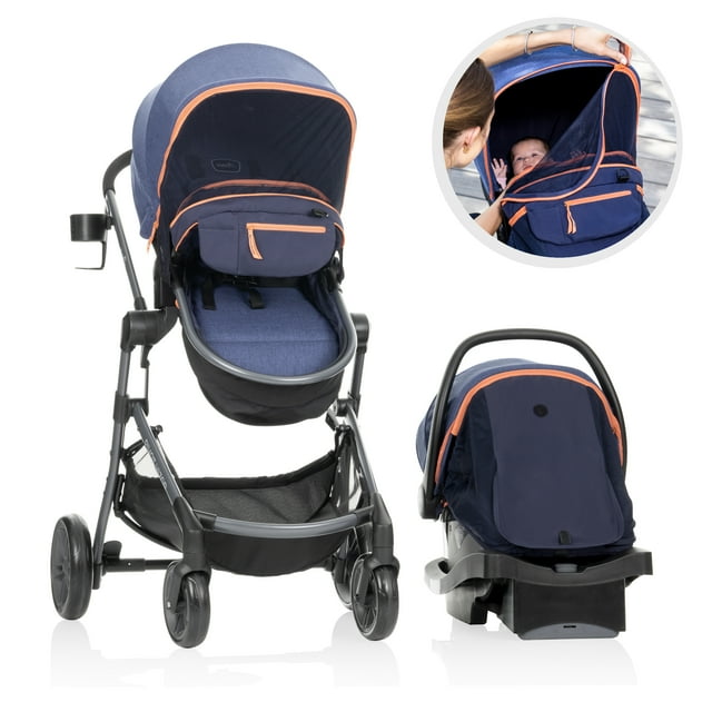 Pivot Vizor Travel System with LiteMax Infant Car Seat (Promenade Blue) Visit the Evenflo Store