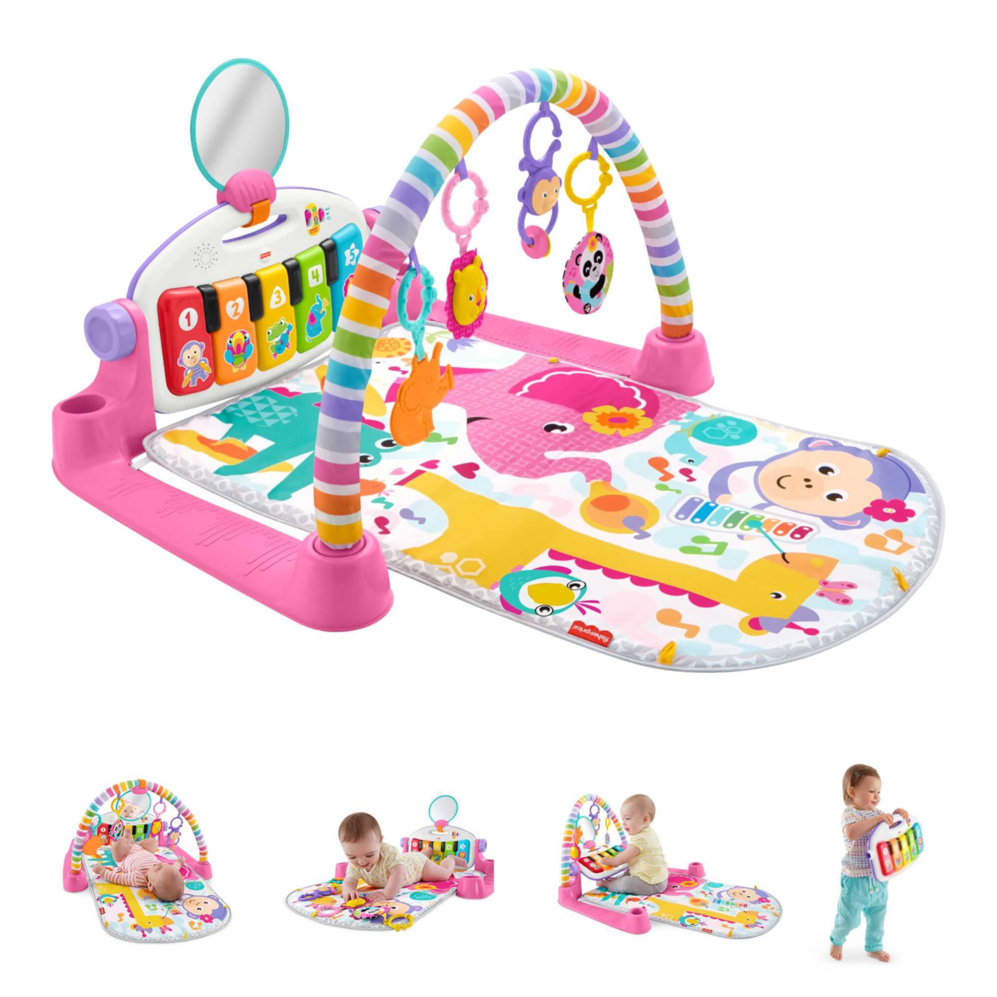 Fisher-Price Deluxe Kick & Play Piano Gym Baby Playmat with Electronic Learning Toy, Pink, Unisex Fisher-Price