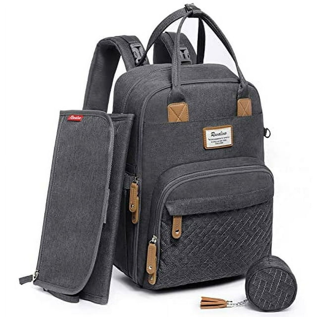 RUVALINO Diaper Bag Backpack - Large Multifunctional Travel Bag (Dark Gray) Ruvalino