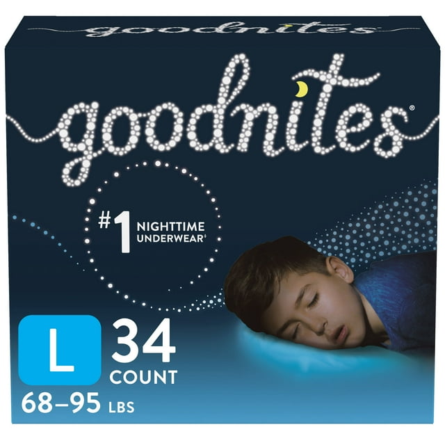 Goodnites Overnight Underwear for Boys, L (68-95 lb.), 34 Ct GoodNites