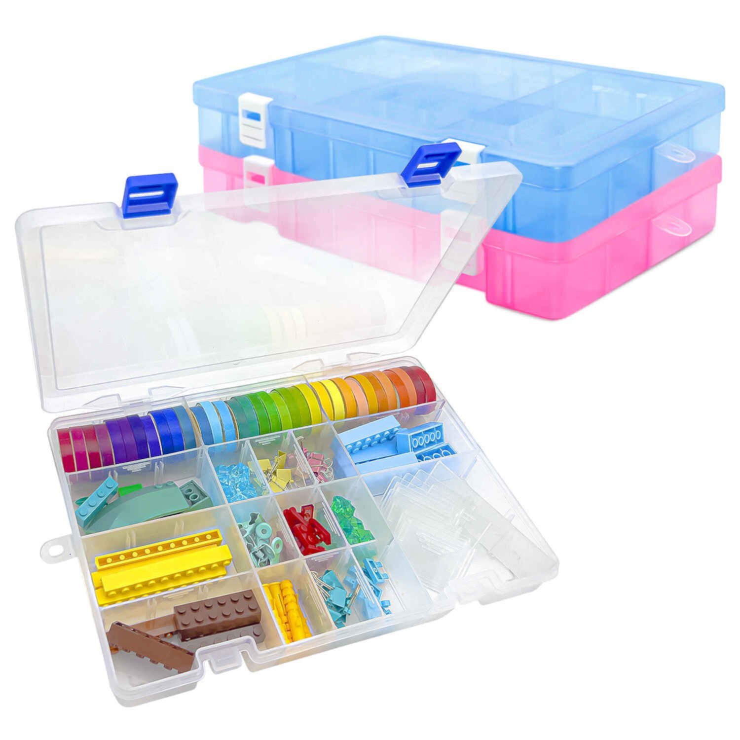 DUONER Plastic Bead Organizer Box with Dividers Adjustable Clear Jewelry Box Craft Storage 34 Compartment Tackle Box Small Parts Organizer for Jewelry Thread Earring Small Plastic Boxes, White x 4 DUONER