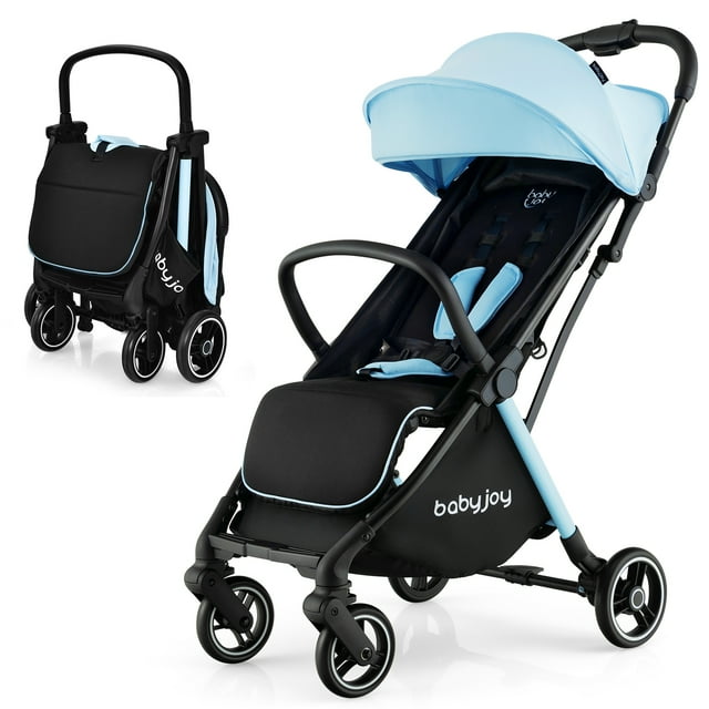 Infans Portable Baby Stroller One-Hand Fold Pushchair W/ Aluminum Frame Blue INFANS