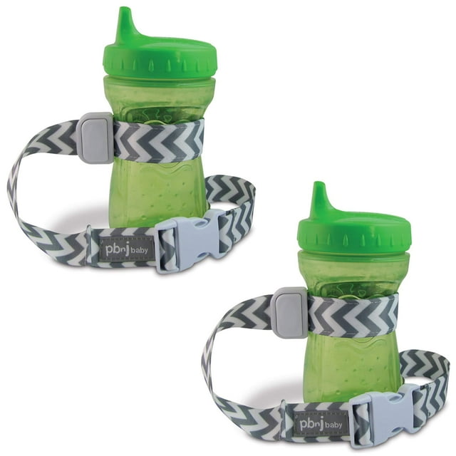 PBnJ Baby SippyPal Sippy Cup Holder Strap Leash Tether (Gray Chevron 2-Pack) PBnJ Baby