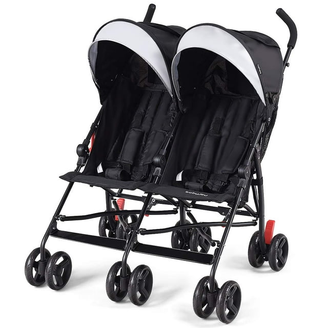 Infans Foldable Twin Baby Double Stroller Kids Ultralight Umbrella Stroller Pushchair INFANS