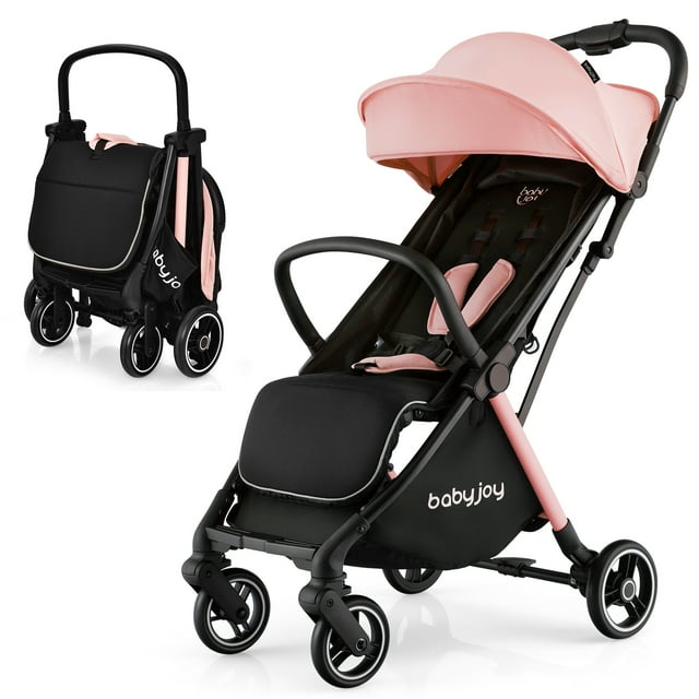 Infans Portable Baby Stroller One-Hand Fold Pushchair W/ Aluminum Frame Pink INFANS