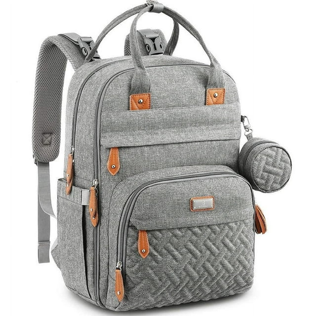 BabbleRoo Baby Diaper Bag Backpack, Waterproof Travel Bag, Unisex, Light Gray BabbleRoo