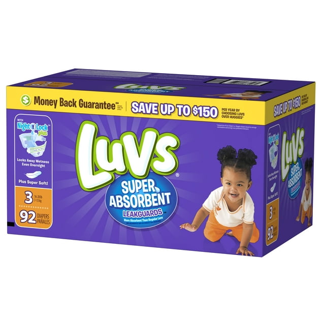 Luvs Super Absorbent Leakguards Newborn Diapers Size 3 92 count Luvs