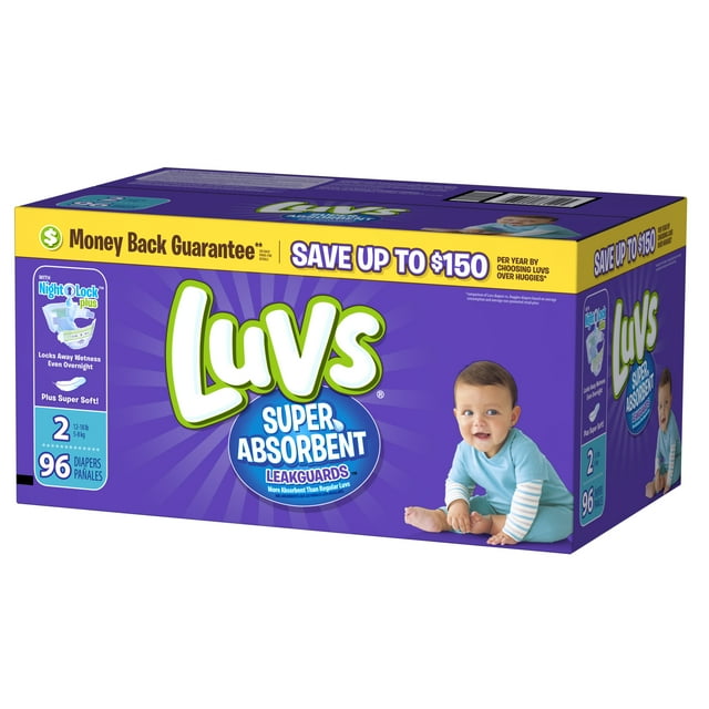 Luvs Super Absorbent Leakguards Newborn Diapers Size 2 96 count Luvs