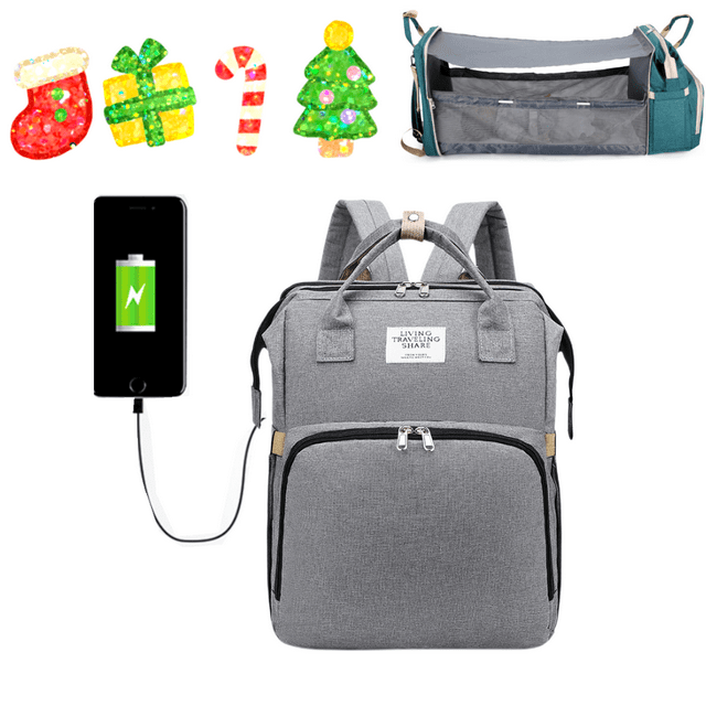 Diaper Bag Backpack with Changing Station for Boys Girl - External usb charging port Large Travel Waterproof Diapers Bag with Stroller Straps, Portable Diaper Changing Threemushroom