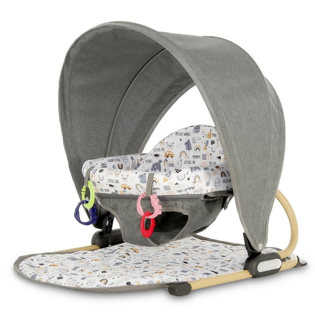 Dream on Me Snug N' Play Floor Seat and Canopy, Hellow World, Compact and Portable, 2 Soft Toys Dream On Me