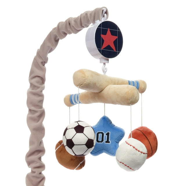 Lambs & Ivy Baby Sports Musical Baby Crib Mobile Soother Toy - Gray Lambs & Ivy