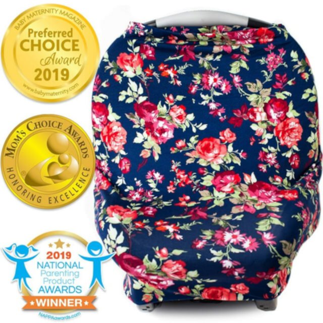 Nursing Cover, Amerteer Car Seat Canopy, Shopping Cart, High Chair, Stroller and Carseat Covers for Boys or Girls- Best Stretchy Infinity Scarf and Shawl- Multi Use Breastfeeding Cover Amerteer