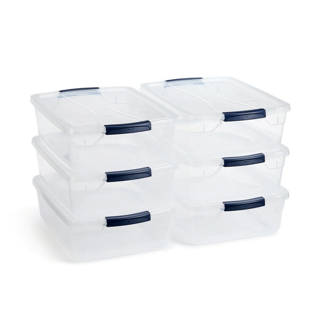 Rubbermaid Cleverstore Clear 16 Qt Plastic Storage Tote w/ Lid, 6 Pack Rubbermaid