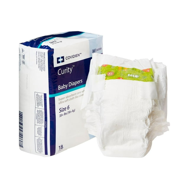 Curity Baby Baby Diaper Size 6, Over 35 lbs. 80058A, 18 Ct Curity