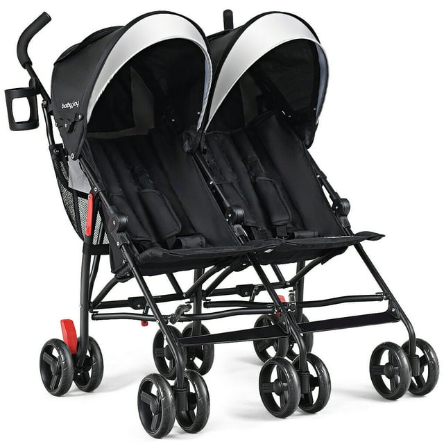 Baby-joy Foldable Twin Baby Double Stroller Kids Ultralight Umbrella Stroller Pushchair Black Visit the Costway Store