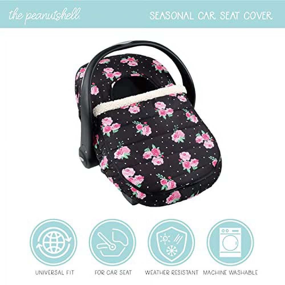 The Peanutshell Car Seat Cover, Winter Carseat, Canopy Car Seat Cover Baby Girls, Floral Rose The Peanutshell