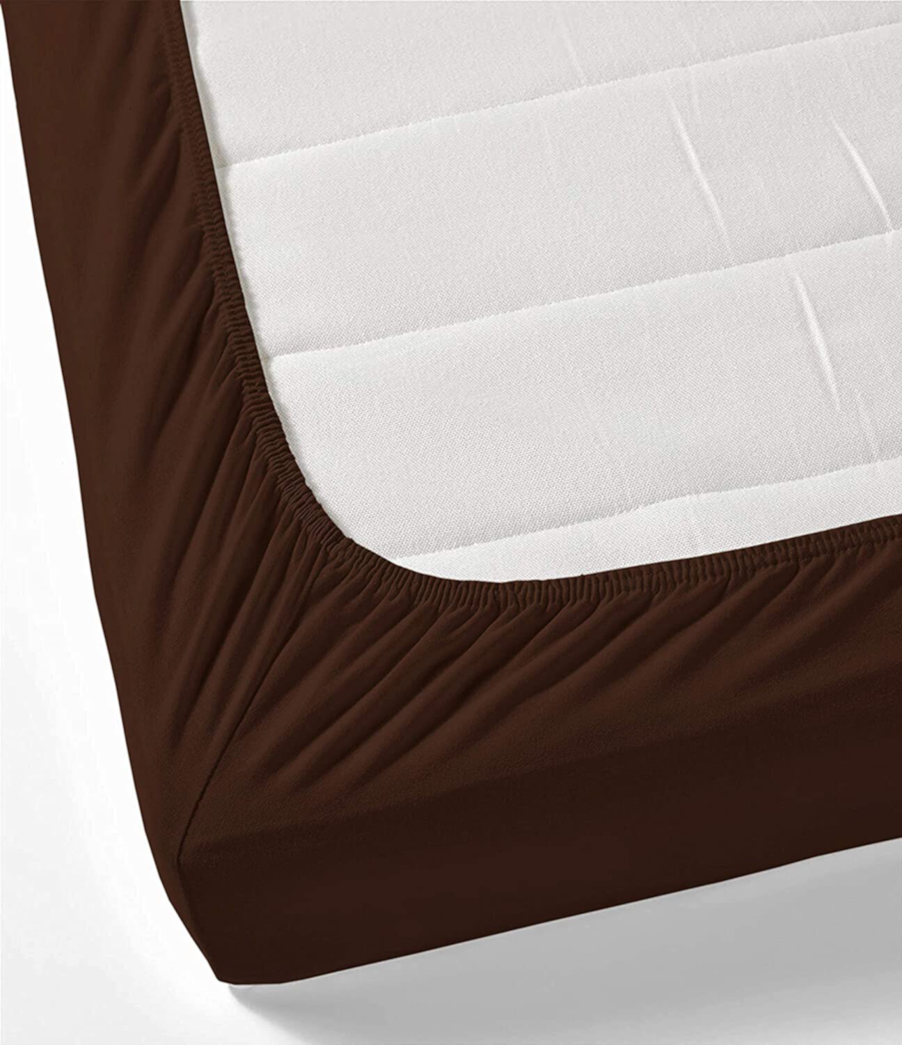 Short Alaska King Size Bed Sheet Set 4 Piece, 400 Thread Count, 18" Deep Pocket, 100% Egyptian Cotton, Sateen Finish, Extra Soft and Luxury - Chocolate Solid. Bedding Begs