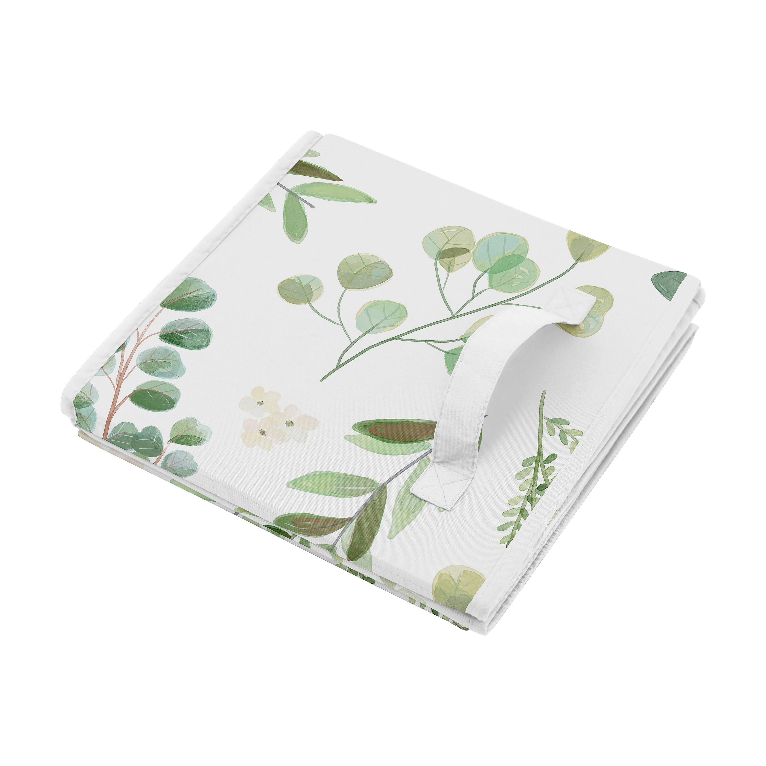 Sweet Jojo Designs Children Floral Leaf Foldable Fabric Storage Bins, Green and White, 2 Count Sweet Jojo Designs