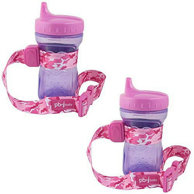 PBnJ Baby SippyPal Sippy Cup Holder Strap Leash Tether (Pink Camo 2-Pack) PBnJ Baby