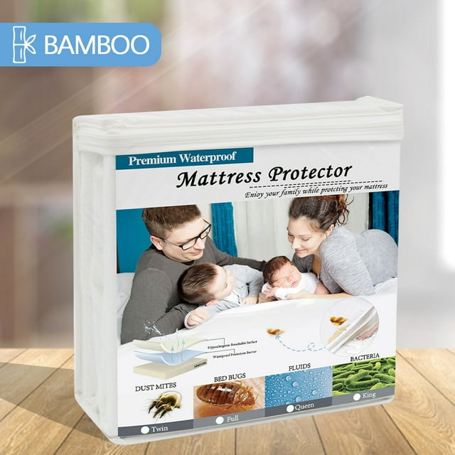 Howarmer Waterproof King Size Mattress Protector, Soft Breathable Bamboo Fitted Mattress Pad Cover Howarmer