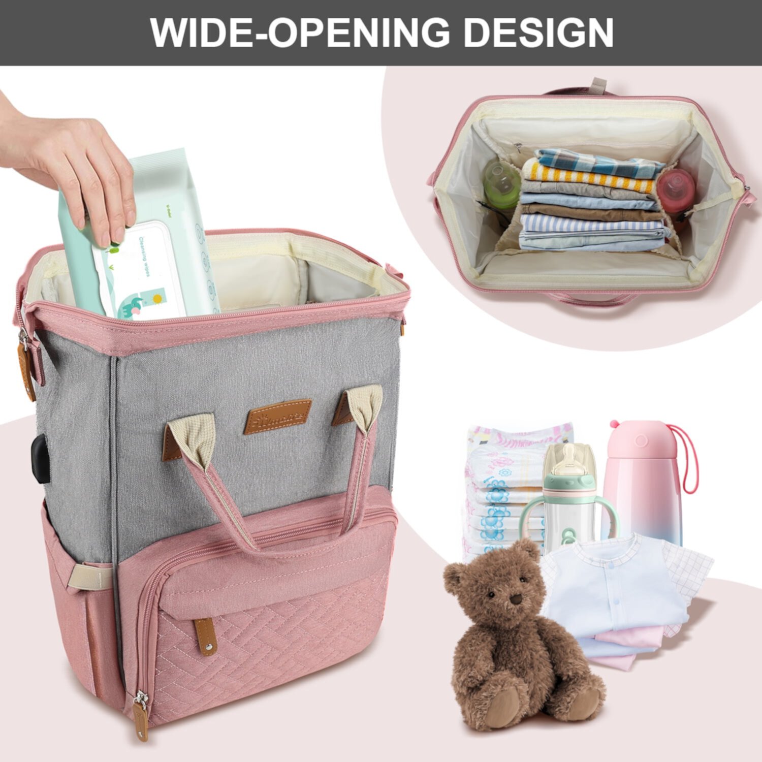 Wmtlife Baby Diaper Bag Backpack, Baby Bag for Boys & Girls with Stroller Straps WMTLIFE