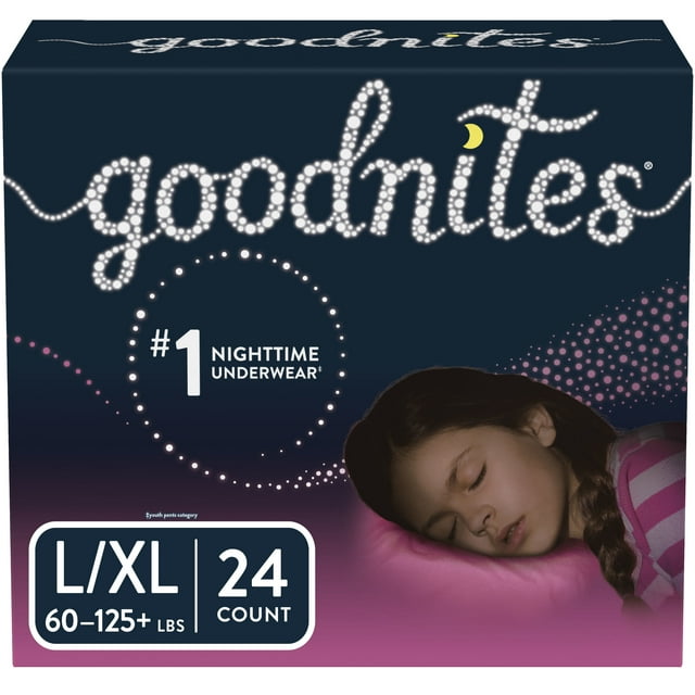 Goodnites Girls' Bedwetting Underwear, L/XL, 24 Ct GoodNites