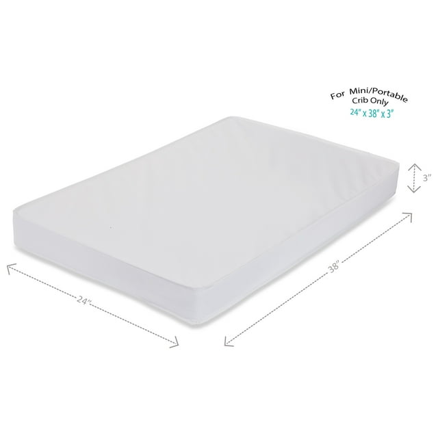 LA Baby 3" Waterproof Mini/Portable Crib Mattress Pad with Embossed Cover, For Non-Full Size Cribs Only L.A. Baby