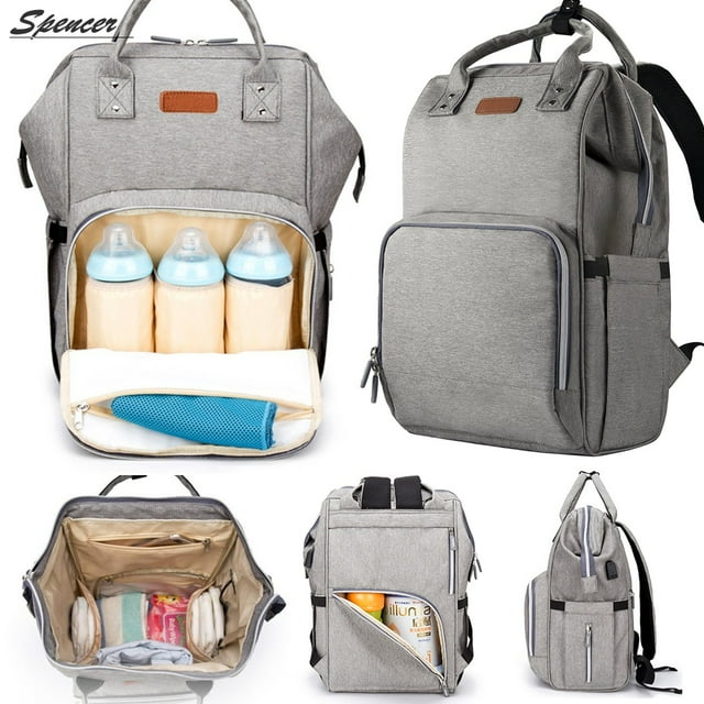 Spencer Easy to Clean Waterproof Backpack Diaper Bag, Gray SPENCER