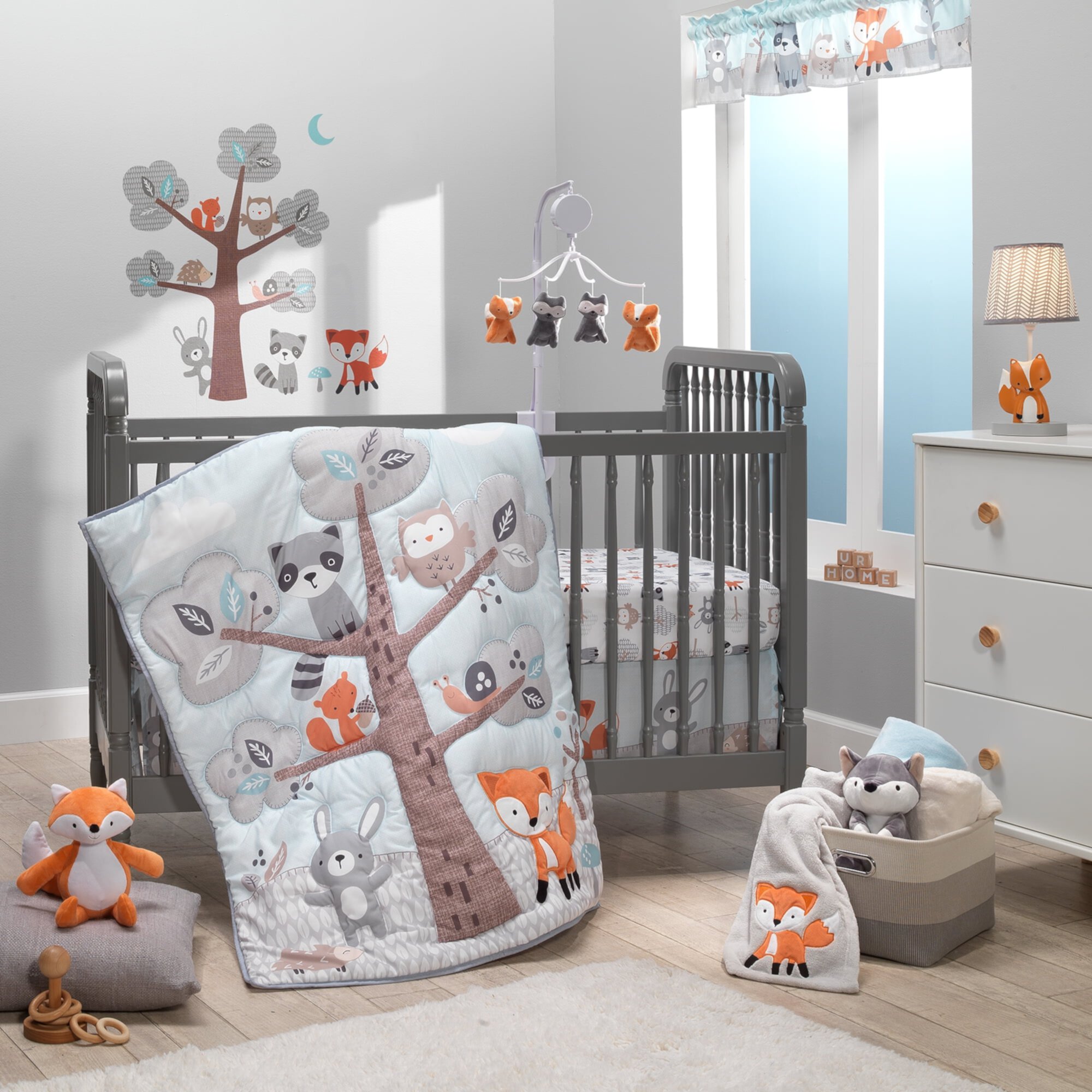 Bedtime Originals Woodland Friends Gray Fleece with Orange Fox Baby Blanket Bedtime Originals