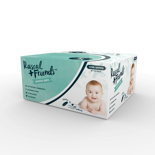 Rascal + Friends Sensitive Baby Wipes, 1296 Count Rascals