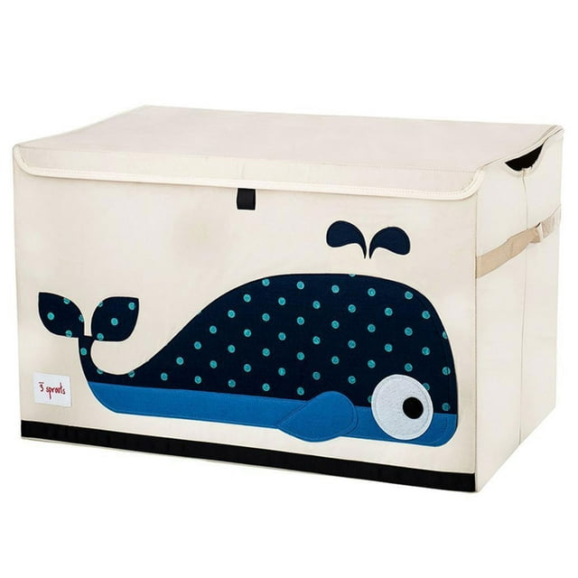 3 Sprouts UTCWHL Collapsible Toy Chest Storage Bin for Kids Playroom, Whale 3 Sprouts